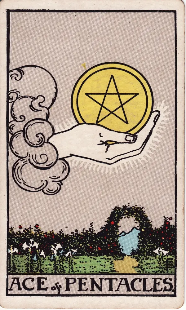 Ace of Pentacles, from the Rider-Waite-Smith tarot deck