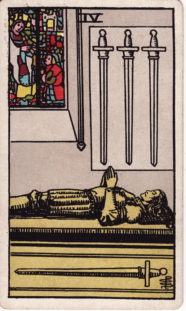 Four of Swords, from the Rider-Waite-Smith tarot deck
