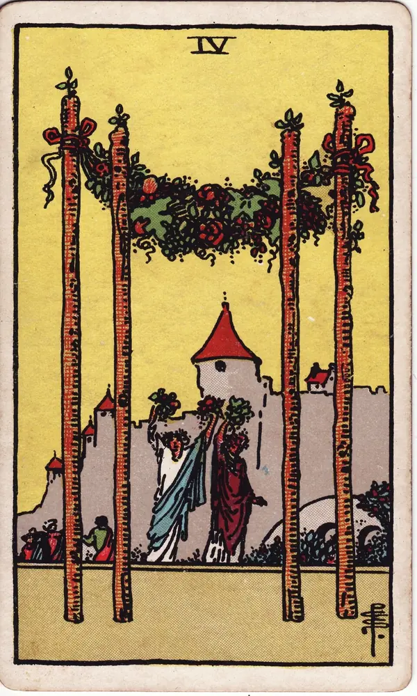 Four of Wands, from the Rider-Waite-Smith tarot deck