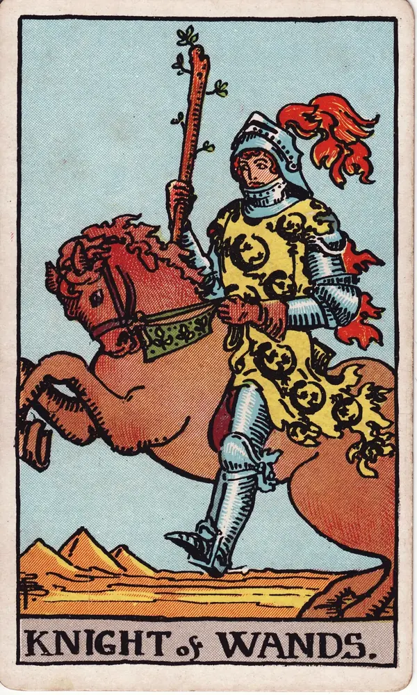 Knight of Wands, from the Rider-Waite-Smith tarot deck