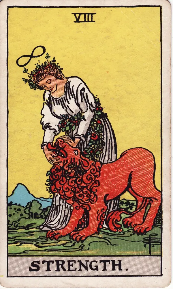Strength, from the Rider-Waite-Smith tarot deck