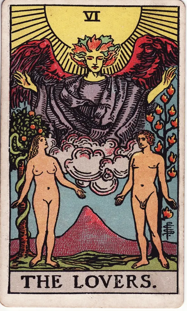 The Lovers, from the Rider-Waite-Smith tarot deck