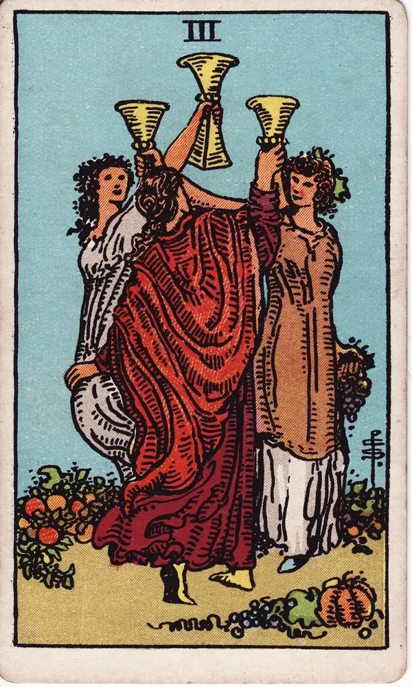 Three of Cups, from the Rider-Waite-Smith tarot deck