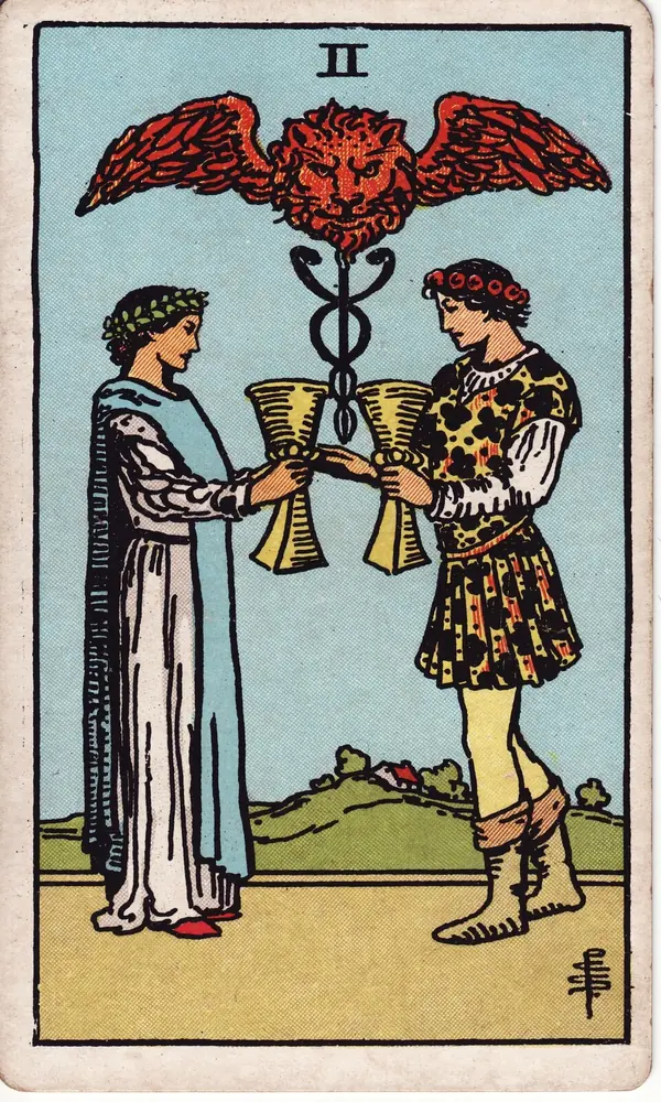 Two of Cups, from the Rider-Waite-Smith tarot deck