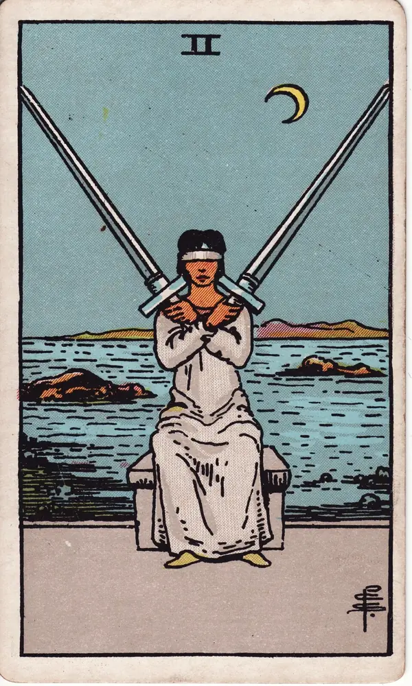 Two of Swords, from the Rider-Waite-Smith tarot deck